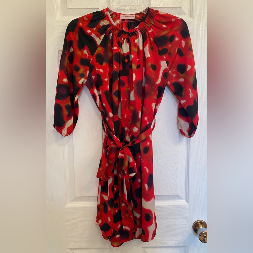 The Impeccable Pig Dress 3/4 sleeves & belt  - Size Small